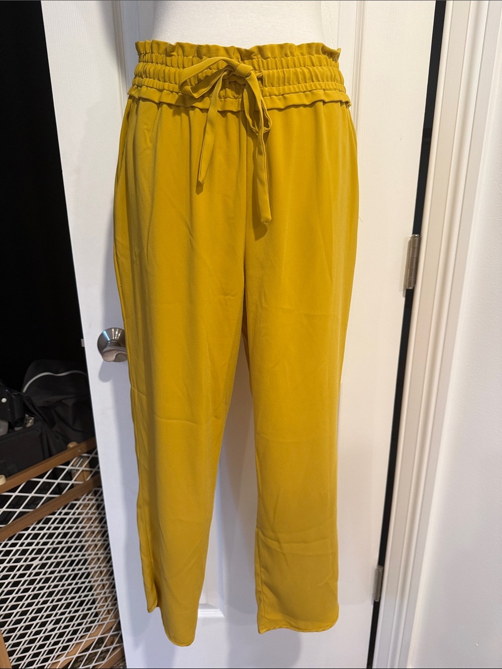 Zara High-Rise Pull On Waist Wide-Leg Pants - Mustard Yellow